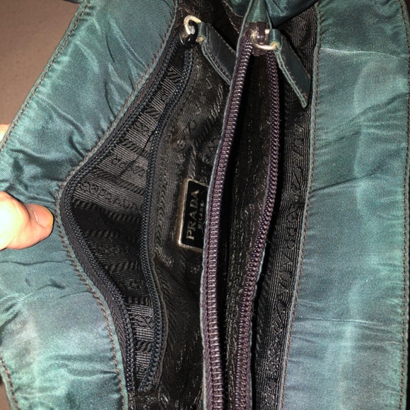 TODAY ONLY:AUTHENTIC PRADA DARK BLUE GREEN FABRIC HANDBAG - Picture 8 of 12